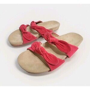 Jack Rogers Annie Double Knot Women's 9 Red Leather Comfort Slide Sandals Beach